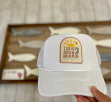 Load image into Gallery viewer, "I Surf Small Waves" Oatmeal Foam Trucker Hat - O/S
